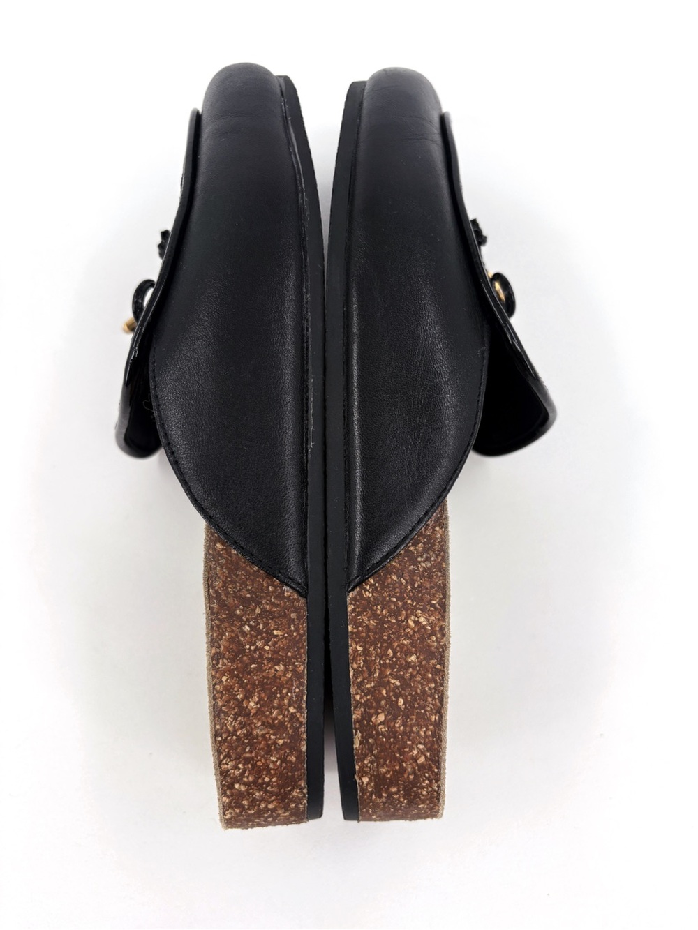 Tory Burch Tory Charm Black Leather Cork Mule Clogs 7 - Picture 9 of 15